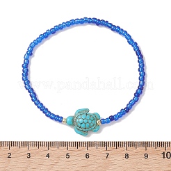 8Pcs Glass Seed Beaded & Synthetic Turquoise Turtle Beaded Stretch Bracelets Set for Women&nbsp;BJEW-MZ00319