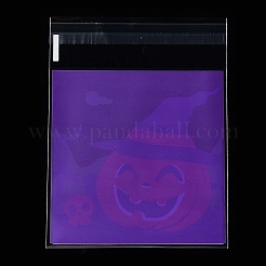 プラスチック製の耐熱皿バッグ  粘着式  チョコレート用  キャンディ  クッキー  ハロウィーンのテーマの模様を持つ正方形  ミックスカラー  130x99.5~100x0.1mm  内径：99.5~100x99.5~100mm  4スタイル  25個/スタイル  100個/袋&nbsp;ABAG-F006-01
