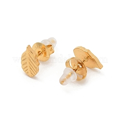 女性用304ステンレススチールスタッドピアス  ゴールドカラー  葉  10x5.5mm&nbsp;LS-STAS-Z117-14G-03