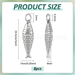 真鍮製ペンダント8個  丸カン付き  魚のチャーム  プラチナ  25.5x7x4mm  穴：3.2mm&nbsp;KK-BC0014-92P