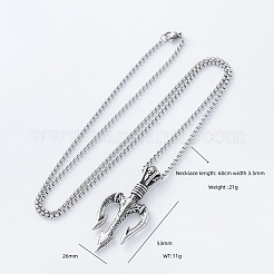 Viking Three Fork Pendant 304 Stainless Steel Men's Necklaces&nbsp;IA5597