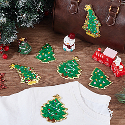 9Pcs 3 Styles Christmas Tree Polyester Embroidery Sew on Cloth Patches&nbsp;PATC-PH0001-42