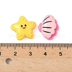 海をテーマにしたオペーク レジン カボション  混合図形  ジュエリー作りのための  ミックスカラー  12~16x15.5~21.5x5~8mm&nbsp;RESI-F056-03