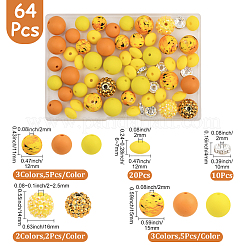 64Pcs Round & Rondelle Food Grade Eco-Friendly Silicone Beads&nbsp;SIL-SP0001-19F