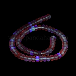 曇った透明ガラスビーズ連売り  ロンデル  ファイヤーブリック  8x5mm  穴：1mm  約75個/連  14.96''（38センチメートル）&nbsp;FGLA-M002-01A