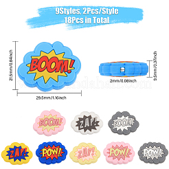 18個 9スタイルの雲と文字入り食品グレードの環境に優しいシリコンフォーカルビーズ  ミックスカラー  29.5~30x21.5~23x8.5~9.5mm  穴：2mm  2個/スタイル&nbsp;SIL-CA0002-76