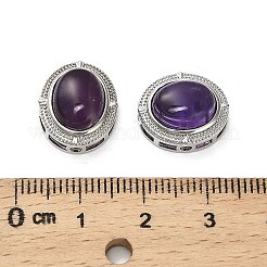 真鍮パヴェ天然アメジストマルチ連リンク  プラチナ  オーバル  14.5x12.5x8mm  穴：1.6mmと2x3mm&nbsp;KK-D366-01P-K