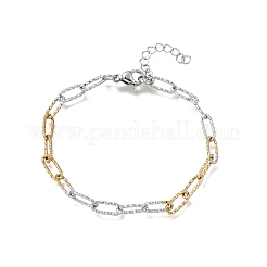 4MM Two Tone 304 Stainless Steel Textured Paperclip Chain Bracelets for Man and Women&nbsp;SA-CBAB767-08GP