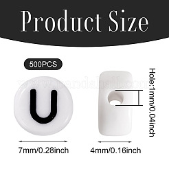 500PCSアクリルビーズ  横穴付き  文字L  フラットラウンド  U字  7x4mm  穴：1mm&nbsp;SACR-TA0001-55U