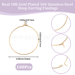 100Pcs 304 Stainless Steel Hoop Earring Findings&nbsp;STAS-BBC0009-65