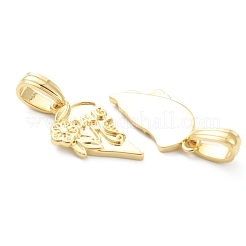 真鍮チャーム  長持ちメッキ  花と言葉の娘と別の心  18KGP本金メッキ  18x19x2.5mm  穴：3.5x4.5mm&nbsp;KK-E790-05G