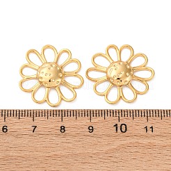 201 個のステンレススチール製カボション  PVD真空メッキ  花  18KGP本金メッキ  23x25x4mm&nbsp;STAS-C130-13G