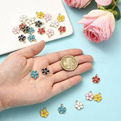 10本合金エナメルペンダント  花のチャーム  ゴールドカラー  レッド  16x13.5x2mm  穴：1.6mm&nbsp;FIND-FS0005-32F