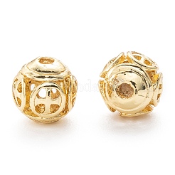 合金中空ビーズ  クロスの丸  カドミウムフリー＆鉛フリー  18KGP本金メッキ  8x7~8mm  穴：1.5~2mm&nbsp;X1-PALLOY-P238-11G-RS