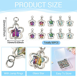 50Pcs Alloy & Glass Pendants&nbsp;PALLOY-TAC0238