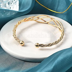 Brass Twisted Cuff Bangles&nbsp;BJEW-F482-02G