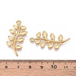 304ステンレススチールのリーフペンダント  イオンプレーティング（ip）  18KGP本金メッキ  35.5x16.5x2mm  穴：1.6mm&nbsp;STAS-T067-31G