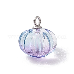 透明スプレーペイントガラスペンダント  花  304ステンレススチールループ付き  ステンレス鋼色  12x11x10.5mm  穴：1.4mm&nbsp;PALLOY-JF03496-02