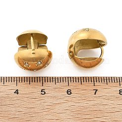 304ステンレススチールラインストーンフープピアス  ラウンド  ゴールドカラー  15mm&nbsp;EJEW-M041-01G-03