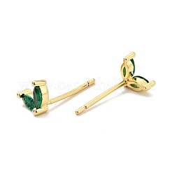 Cubic Zirconia Oval Stud Earrings&nbsp;EJEW-G297-13G-02