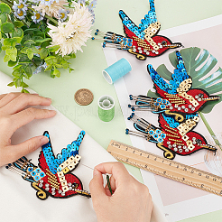 鳥ポリエステル刺繍アイロン接着アップリケ  スパンコール/パイレットビーズパッチ  ミシンクラフト装飾  レッド  112x127x6.5mm&nbsp;PATC-WH0008-35