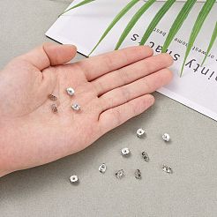 変色防止ロジウムメッキスターリングシルバーのイヤリング  プラチナ  5x6x3mm  穴：0.7mm&nbsp;X-STER-E041-11B