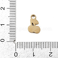 304ステンレススチールエナメルチャーム  ゴールドカラー  チェリー  11x7x1.5mm  穴：2mm&nbsp;STAS-I338-01G-14