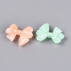 光沢のあるツートンカラーの透明アクリルビーズ  蝶結び  暗闇で光る  グリッターパウダー付き  ミックスカラー  29x33x10mm  穴：2mm  約145個/500g&nbsp;OACR-Q199-39