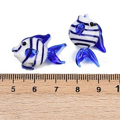 手作りランプワークビーズ  魚  ブルー  17~18x24~26x15~16mm  穴：1.1mm&nbsp;LAMP-D305-01A