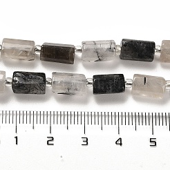 天然石ブラックルチルクォーツビーズ連売り  シードビーズで  多面カット  コラム  8.5~11x5.5~6.5mm  穴：1mm  約14~15個/連  7.48''（19センチメートル）&nbsp;G-N327-06-30