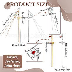 4Pcs 4 Styles Alloy Hair Stick Findings&nbsp;AJEW-FG0007-35
