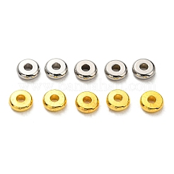 200個2色フラットラウンド真鍮スペーサービーズ  バレルめっき  プラチナ·ゴールデン  6x2mm  穴：2mm  100個/カラー&nbsp;KK-SZ0001-65