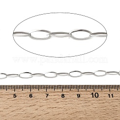 304ステンレススチールアズキチェーン  ハンダ付け  スプールで  ステンレス鋼色  9.5x4.5x0.8mm&nbsp;CHS-B015-13P