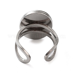変色しない304ステンレススチールカフパッドリングセッティング  オーバル  ステンレス鋼色  内径：17.5mm&nbsp;STAS-M333-02B-P