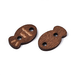 魚の木製ボタン  2穴  染め  ココナッツブラウン  16.5x9.5x2mm  穴：2~2.2mm&nbsp;BUTT-T013-15A