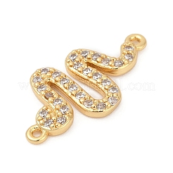 Brass Micro Pave Clear Cubic Zirconia Connector Charms&nbsp;KK-G526-02G