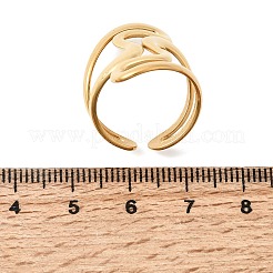 女性用304ステンレススチールカフオープンリング  波  イオンプレーティング（ip）  18KGP本金メッキ  30mm  内径：17mm&nbsp;RJEW-L342-13G