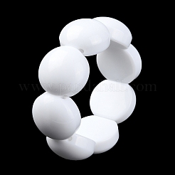 アクリル天然石風ビーズストレッチブレスレット  タイルブレスレット  雪  内径：2-1/8インチ（5.4cm）&nbsp;BJEW-B074-01D