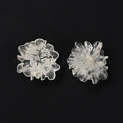 クリア樹脂カボション  携帯電話の装飾とボビーピンのアクセサリーのDIY  花  透明  25x22.5x9.5mm&nbsp;LS-RESI-G027-01A