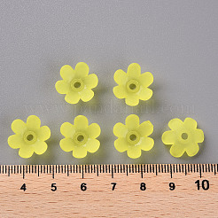 つや消しアクリルビーズキャップ  6花びら  花  きいろ  14x6mm  穴：2mm  約1660個/500g&nbsp;MACR-S371-07A-717