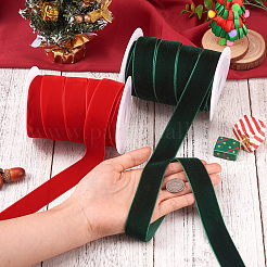 25 Yards 2 Colors Christmas Single Face Velvet Ribbon&nbsp;OCOR-YS0001-10