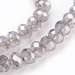 電気メッキガラスビーズセット  パール光沢メッキ  多面カット  ロンデル  アザミ  6x4~5mm  穴：0.8~1mm  約85~88個/連  41~42cm&nbsp;GLAA-K027-PL-A01