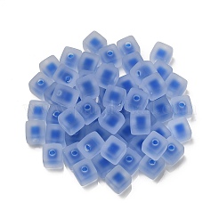 つや消しアクリルヨーロピアンビーズ  二層ビーズ  キューブ  ドジャーブルー  13.5x13.5x13.5mm  穴：4mm&nbsp;OACR-G012-14E