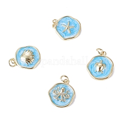 4Pcs Golden Ocean Brass Enamel Pendants&nbsp;KK-TADJ0001-32