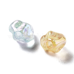 UVメッキアクリルビーズ  虹色の  暗闇で光る  ミックスカラー  6.5~7x7x5~5.5mm  穴：1.9mm&nbsp;MACR-K357-08