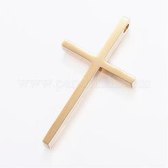 304ステンレススチール製ビッグペンダントイオンプレーティング（IP）  ラテン十字架  ゴールドカラー  52x28x5mm  穴：3.5mm&nbsp;STAS-H350-B-04G