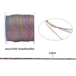 6プライメタリックコード  ジュエリー作りのための  ラウンド  カラフル  0.4mm  約54.68ヤード（50m）/ロール&nbsp;MCOR-CJ0001-03A-02