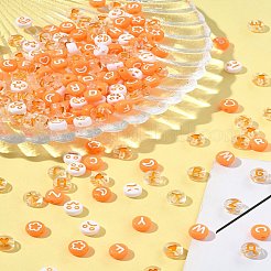 フラットラウンドアクリルエナメルビーズ200個  混合スタイル  オレンジ  7x7x4mm  穴：1.5~1.8mm&nbsp;MACR-FS0001-88