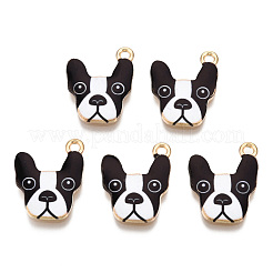 メッキ合金エナメルチャームラック  カドミウムフリー＆ニッケルフリー＆鉛フリー  ライトゴールド  犬  ブラック  19x15x2mm  穴：1.6mm&nbsp;ENAM-N055-175C