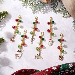 6Pcs Christmas Alloy Enamel & Glass Pendant Decorations&nbsp;HJEW-JM03680